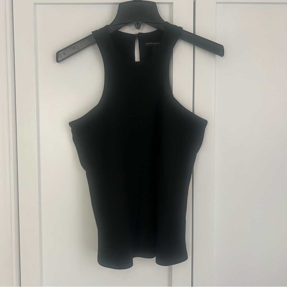 Banana Republic Black Fitted Cut Out Tank Top